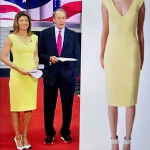 Black Halo V Neck yellow sheath dress size 8.